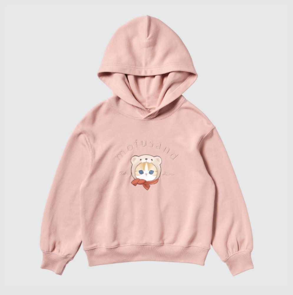 NWT Mofusand Teddy Meow Graphic Hoodie Kids Sweatshirt Size 13Y(160) Uniqlo